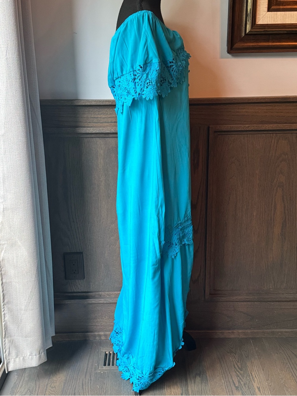 Sisjuly Teal Off-Shoulder Maxi Dress - Picture 5 of 7